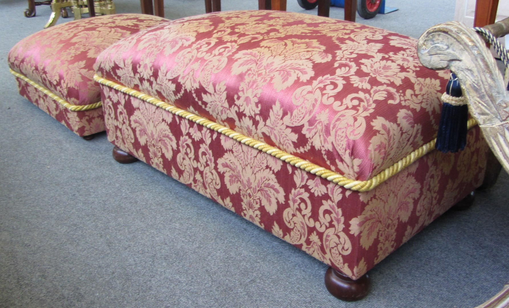 Appraisal: A th century pink damask upholstered rectangular footstool cm wide