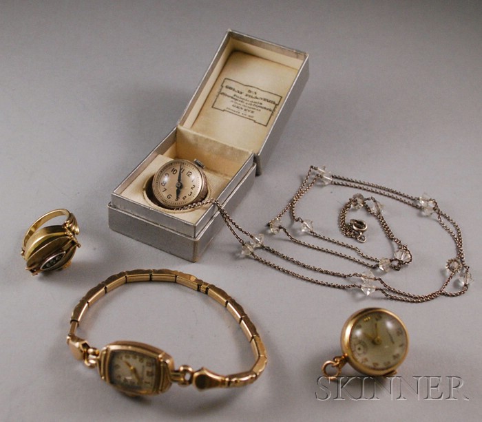 Appraisal: Four Lady's Watches a gold-filled Hamilton wristwatch a Nivada ring