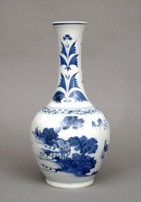 Appraisal: Chinese Blue and White Porcelain Bottle-Form Vase in in diam