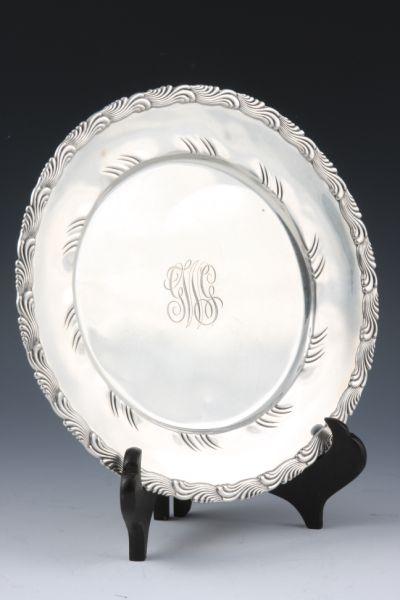 Appraisal: Tiffany Co Sterling Wave Edge Dessert Plate with hand-engraved script