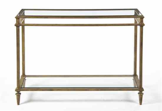 Appraisal: A Contemporary Gilt Metal Console Table having a rectangular glass