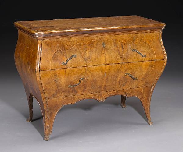 Appraisal: An Italian Baroque inlaid walnut commode mid th century The