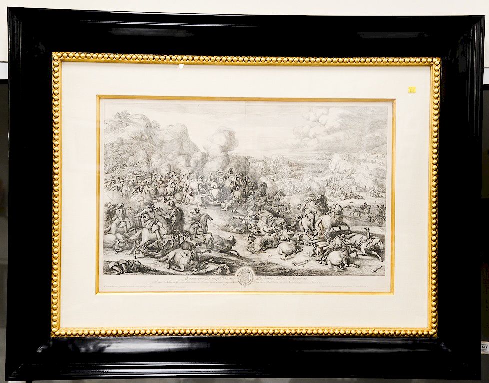 Appraisal: Adam Frans Van der Meulen - copper engraving Framed Battle