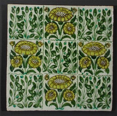 Appraisal: A William De Morgan 'Bedford Park Daisy' tile painted with