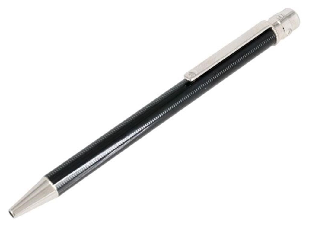 Appraisal: Santos de Cartier ballpoint pen black lacquer palladium-finish details twist