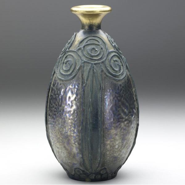 Appraisal: AMPHORA Vase squeezebag-decorated with Secessionist swirls covered in lustrous glaze