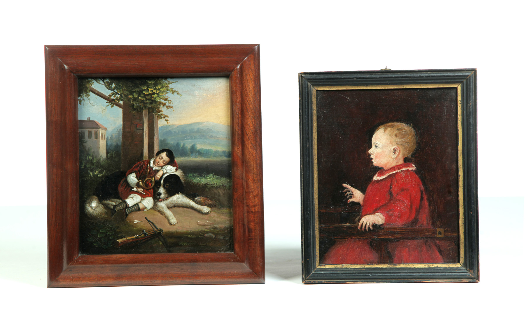 Appraisal: TWO FRAMED OIL ON CANVAS SCENES OF CHILDREN Second half-