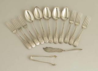 Appraisal: Schulz Fischer Assorted Silver Flatware Thirteen pieces of assorted Schulz