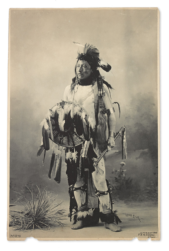 Appraisal: AMERICAN INDIANS--PHOTOGRAPHS Rinehart Frank A Lone Elk Platinum print x