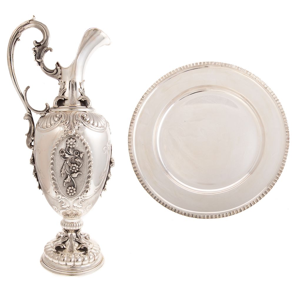 Appraisal: An Impressive Italian Silver Ewer standard in H over handle