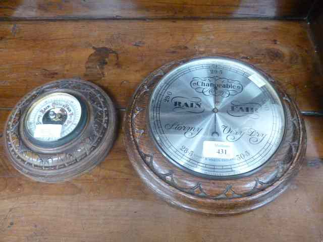 Appraisal: AN OAK CASED CIRCULAR BAROMETER by Short Mason diameter together