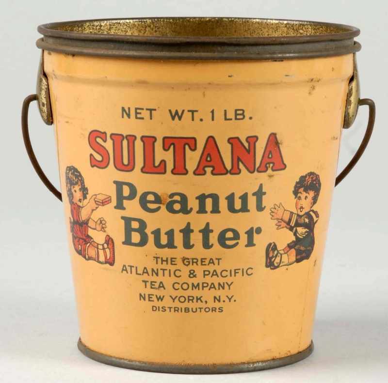 Appraisal: Sultana Peanut Butter -Pound Tin Description Nice image of boy