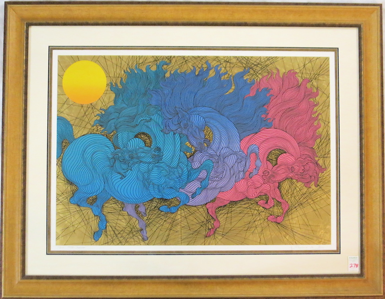 Appraisal: GUILLAUME A AZOULAY SERIGRAPH Morocco born High Horses Image measures