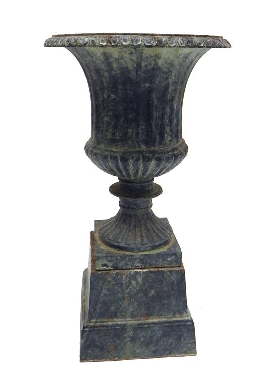 Appraisal: th C cast-iron garden urn and pedestal flared lip with