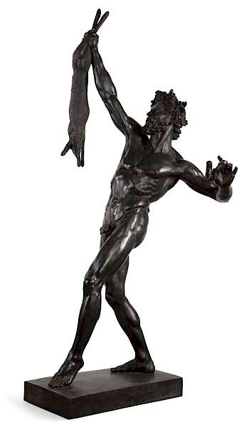 Appraisal: A life-size French bronze faun Lepere Thiebaut A life-size French