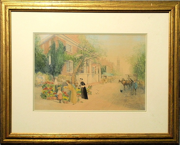 Appraisal: - Framed and matted print of a street scene probably