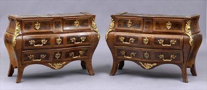 Appraisal: PAIR OF LOUIS XV-STYLE GILT-METAL-MOUNTED WALNUT COMMODES Of serpentine outline