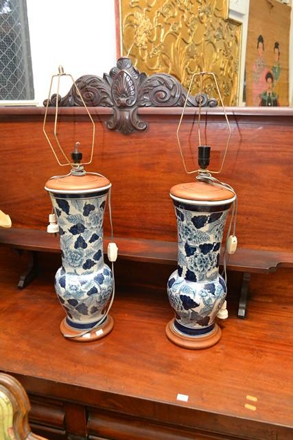 Appraisal: A PAIR OF ORIENTAL TABLE LAMPS WITH SHADES