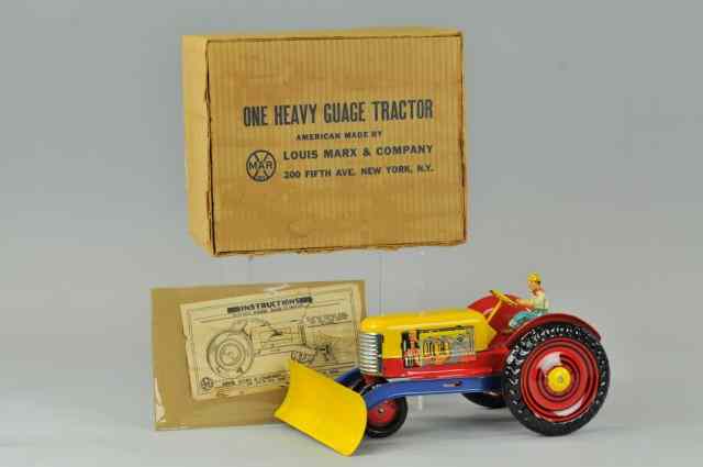 Appraisal: MARX HEAVY GAUGE TRACTOR Boxed example pressed steel farm tractor