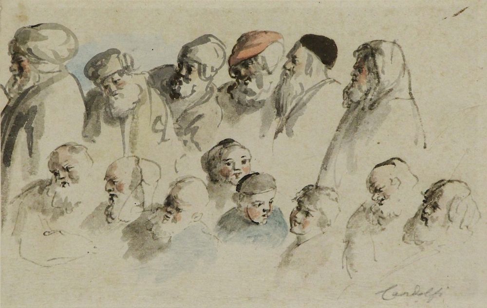 Appraisal: ILLEGIBLY Signed Watercolor on Paper Caricatures Signed lower right From