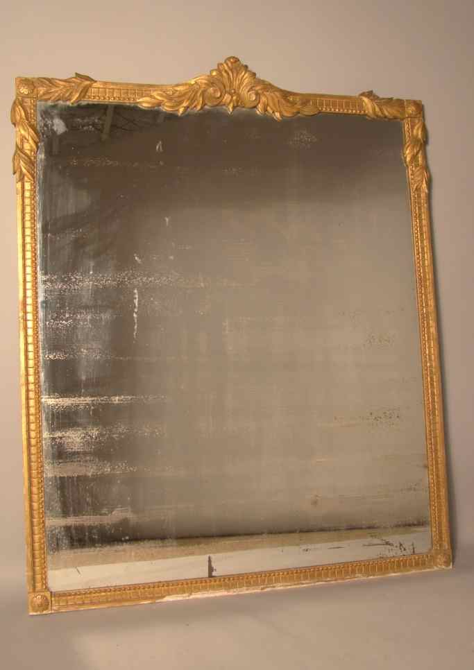 Appraisal: LOUIS XVI STYLE GILTWOOD OVERMANTLE MIRROR Late th early th