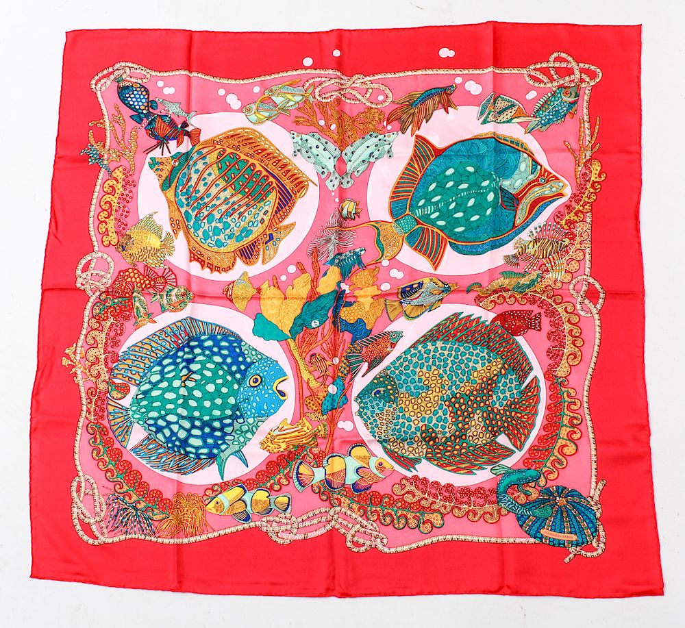 Appraisal: Hermes Grands Fonds Silk Scarf Hermes silk scarf Grands Fonds