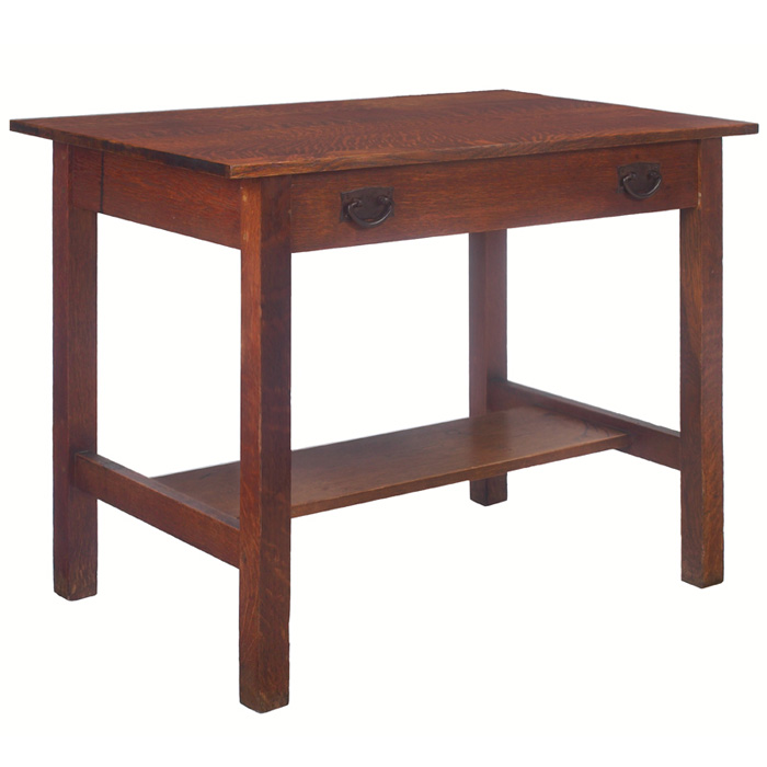 Appraisal: Gustav Stickley library table rectangular top over a single drawer