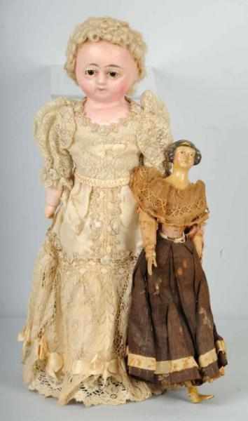 Appraisal: Lot of Early German Dolls Description Wax over composition with