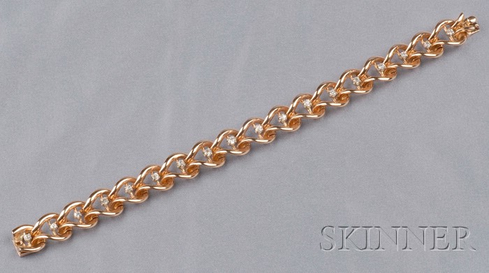 Appraisal: kt Rose Gold and Diamond Bracelet the fancy links with