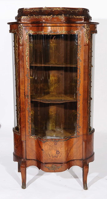 Appraisal: A TH CENTURY FRENCH STYLE KINGWOOD DISPLAY CABINET with serpentine