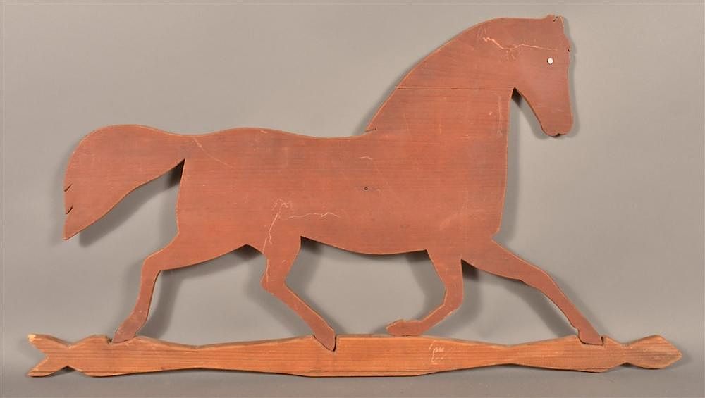 Appraisal: Vintage Trotting Horse Silhouette Weathervane Vintage Softwood Folk Art Trotting