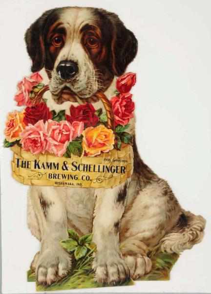 Appraisal: Kamm Schellinger Die-Cut Lithograph Depicts a dog with a basket