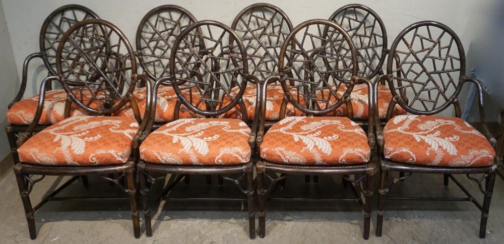 Appraisal: Set of Eight McGuire Rattan and Caned Seat Dining Chairs