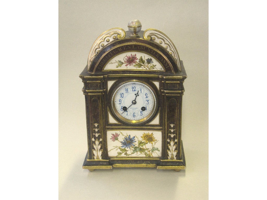 Appraisal: Wedgwood cased mantle clock with white enamel dial and blue