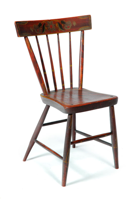 Appraisal: DECORATED SIDE CHAIR American nd quarter- th century mixed woods