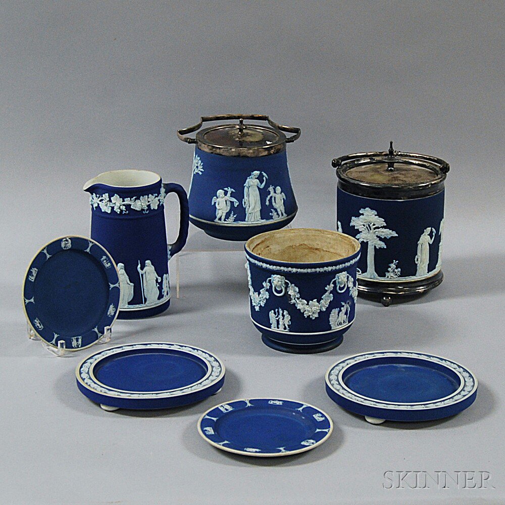 Appraisal: Eight Wedgwood Dark Blue Jasper Items th and th century