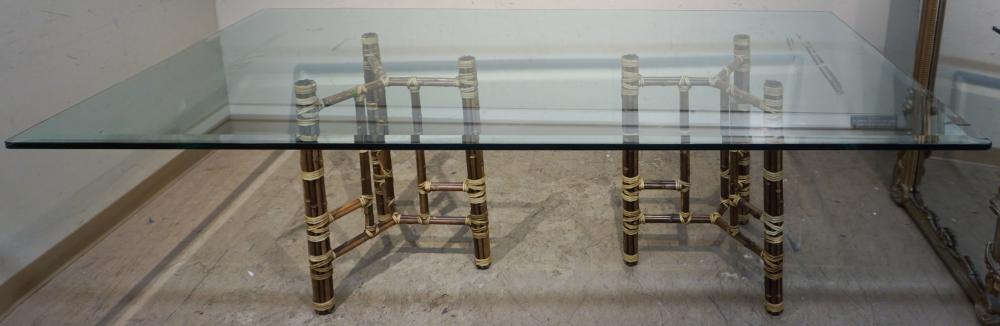 Appraisal: Modern Bamboo and Glass Top Dining Table Attributed to McGuire