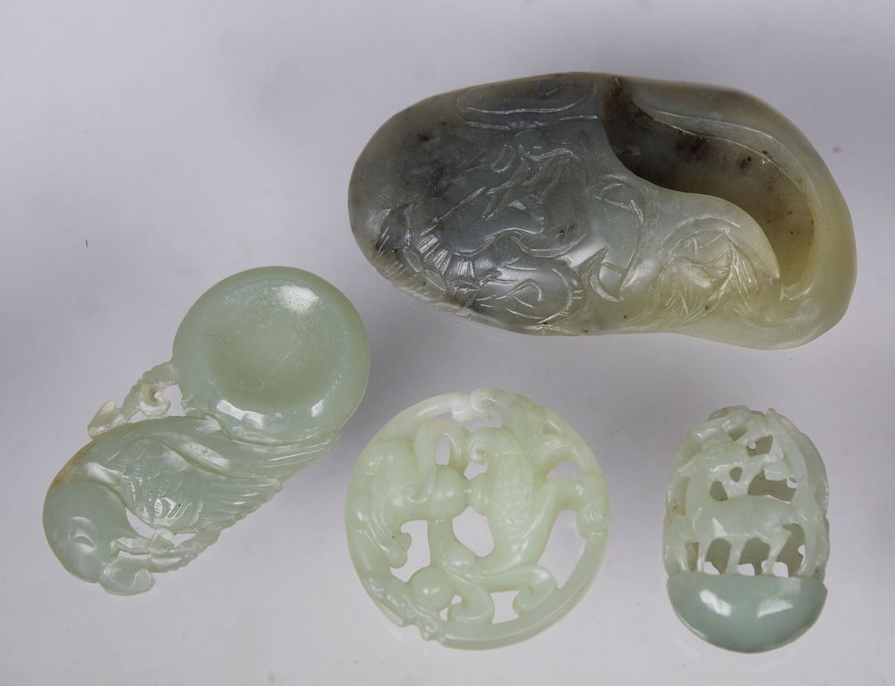 Appraisal: Carved Chinese Jade Articles Carved Chinese Jade Articles Largest Length