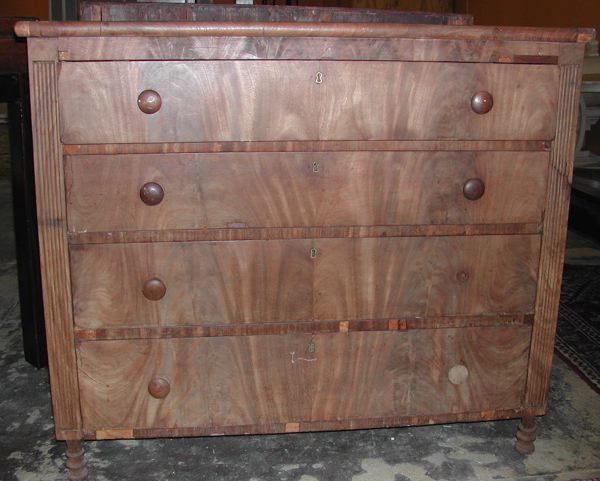 Appraisal: American Sheraton Mahogany Chest early th century with a bank