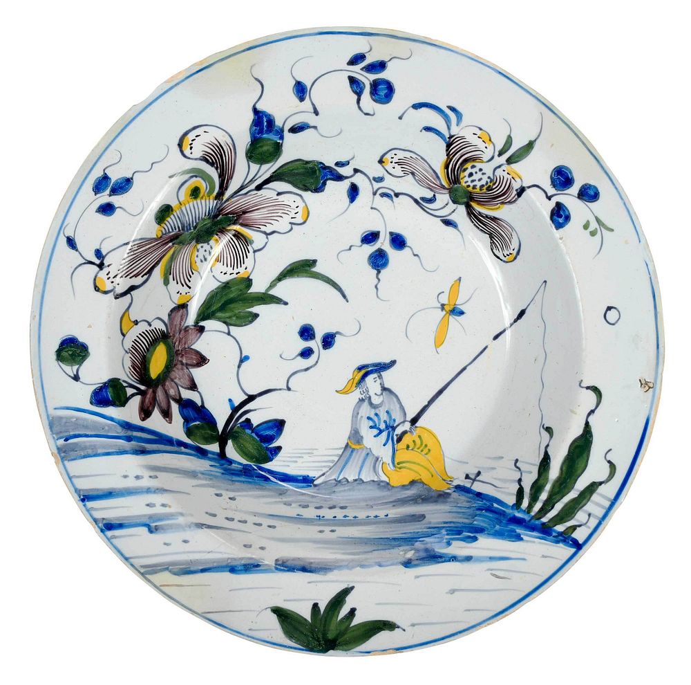 Appraisal: English Delftware Polychrome Chinoiserie Dish attributed to Liverpool circa -