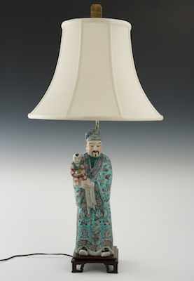 Appraisal: Chinese Export Porcelain Figural Lamp The porcelain figure of a