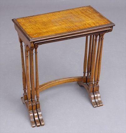 Appraisal: NEST OF THREE REGENCY SATINWOOD TABLES Each rectangular top with