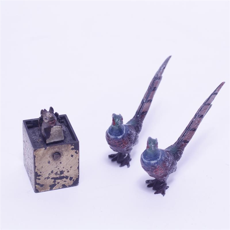 Appraisal: Three Austrian Bronze Figures Two Pheasants and one Pig Cold