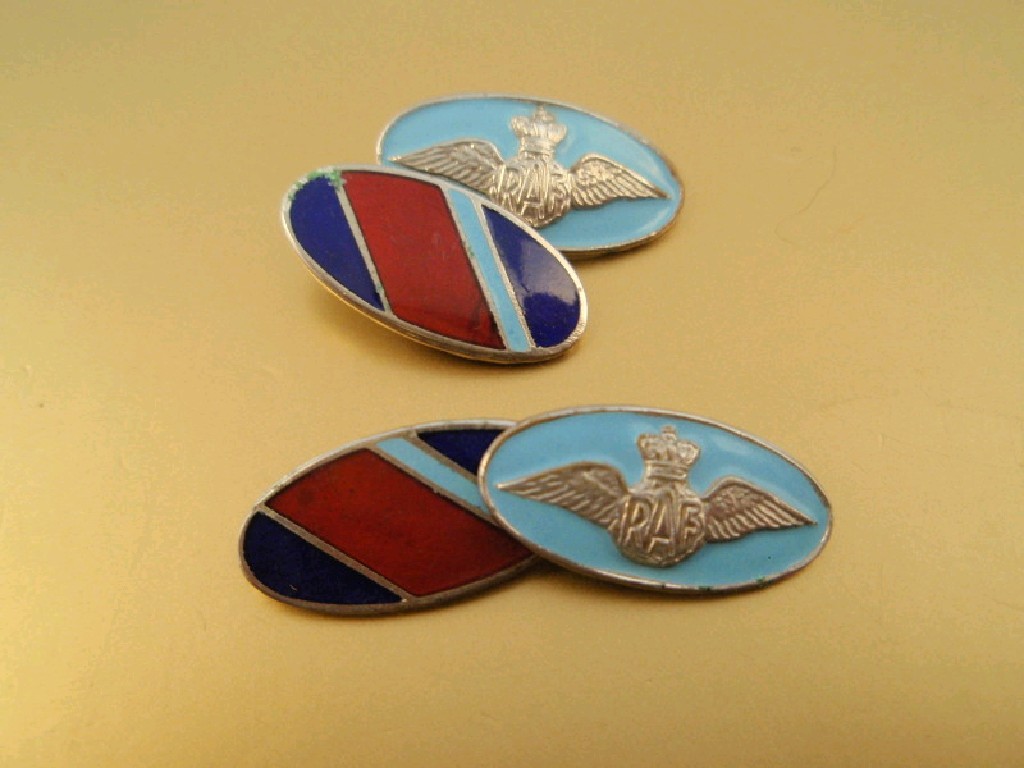 Appraisal: A pair of enamelled RAF cuff links on white metal