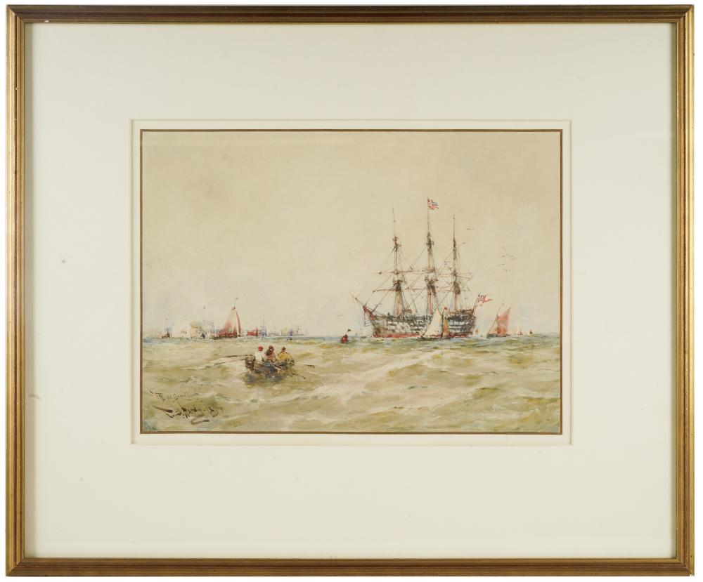 Appraisal: THOMAS BUSH HARDY - THE OLD GUARD SHIP watercolor on