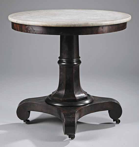 Appraisal: A Good American Classical Mahogany and Marble Top Center Table