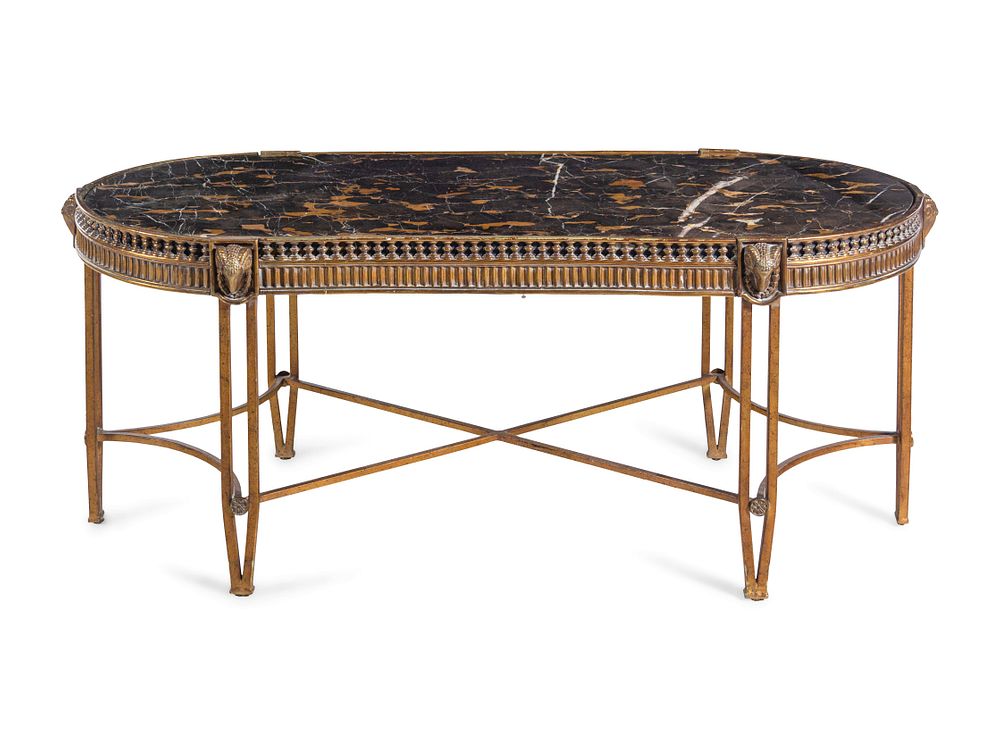 Appraisal: A Neoclassical Style Bronze and Marble Low Table A Neoclassical