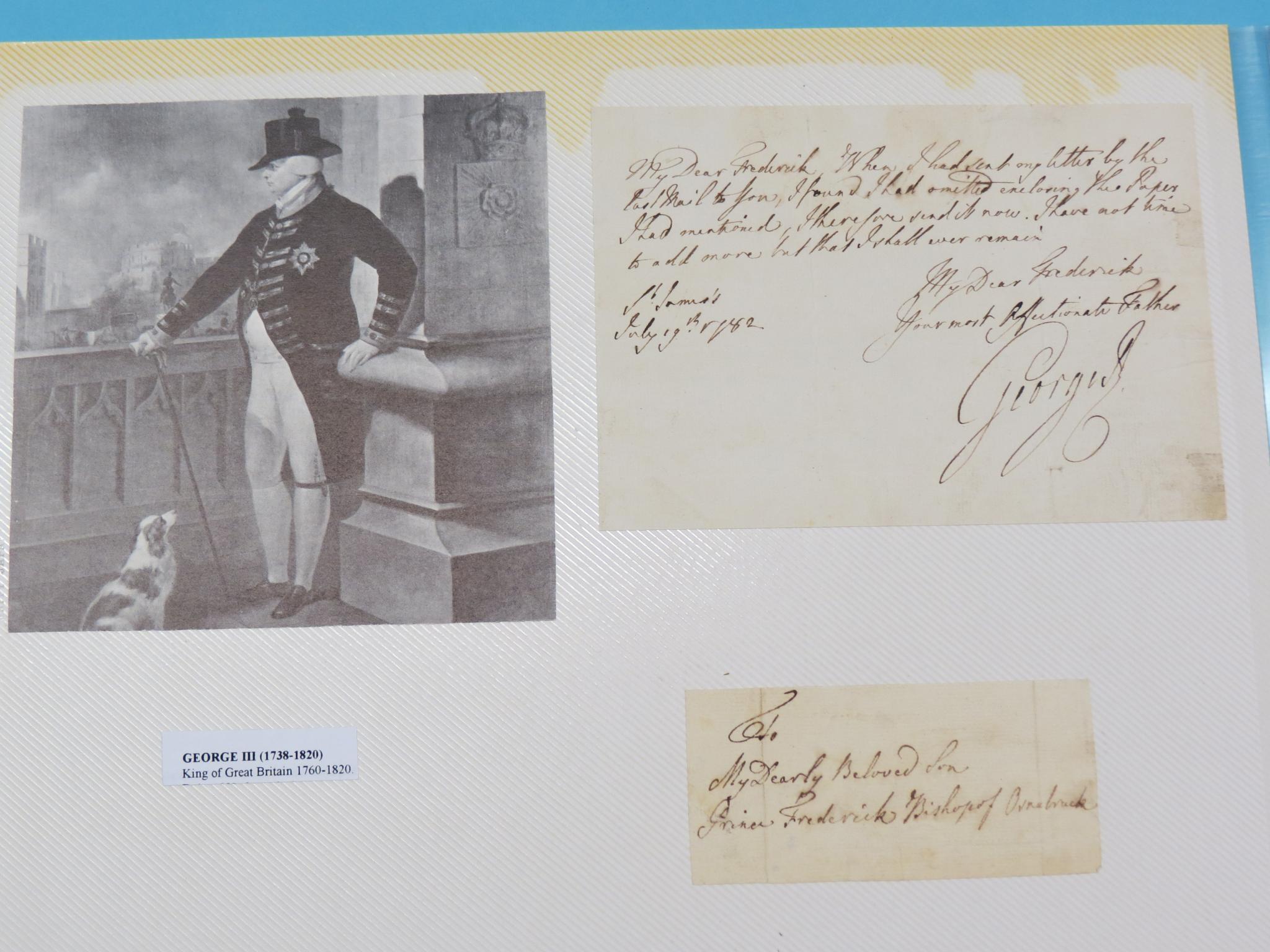 Appraisal: King George III - - signed letter to son Prince