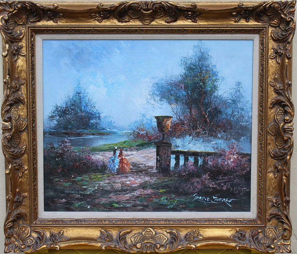 Appraisal: Vintage French Landscape Signed Vintage French Landscape Signed Oil on