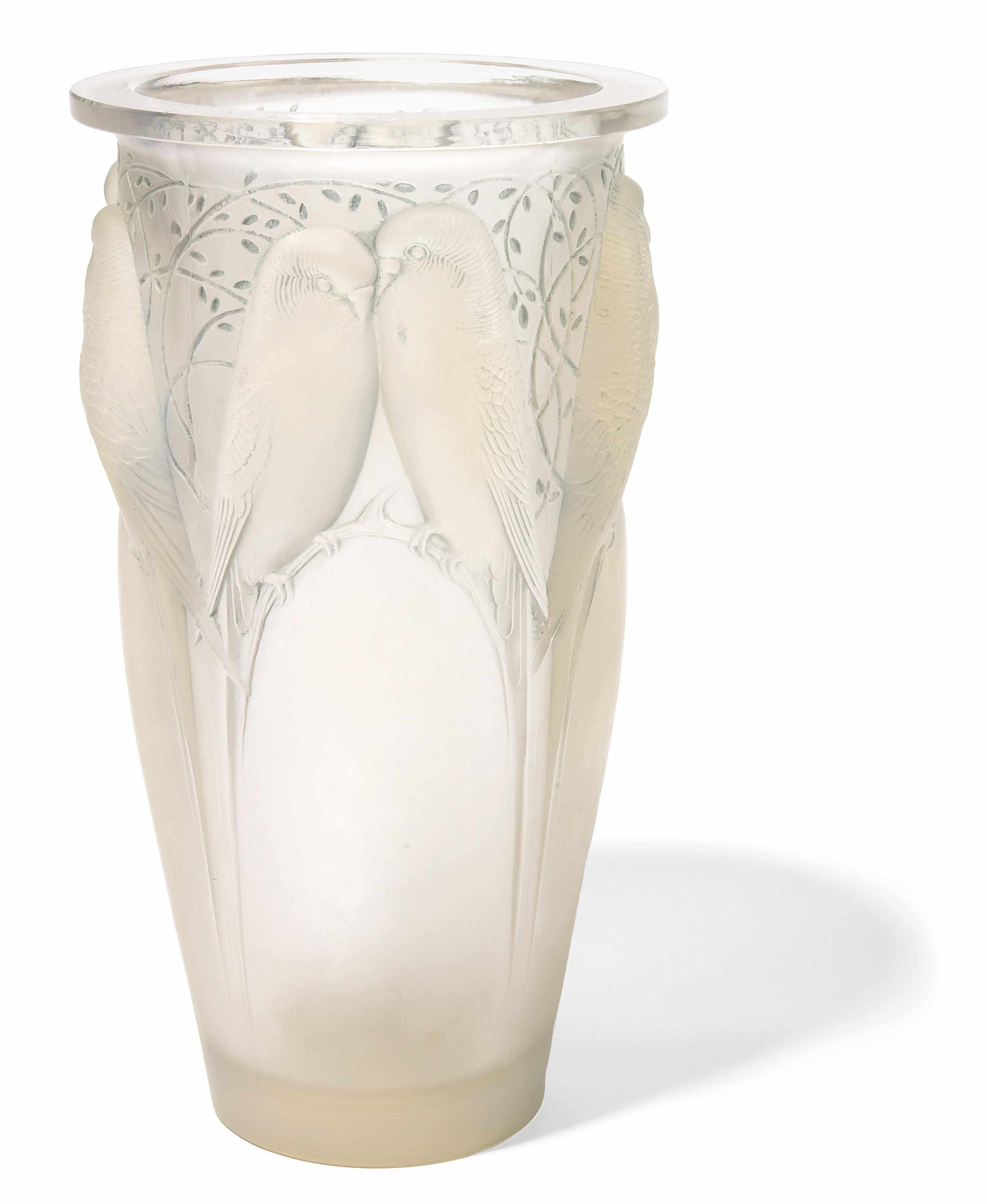 Appraisal: A Ren Lalique opalescent glass vase Ceylan Marcilhac model introduced